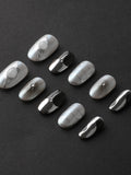 Silver Flame Reusable Press On Nails