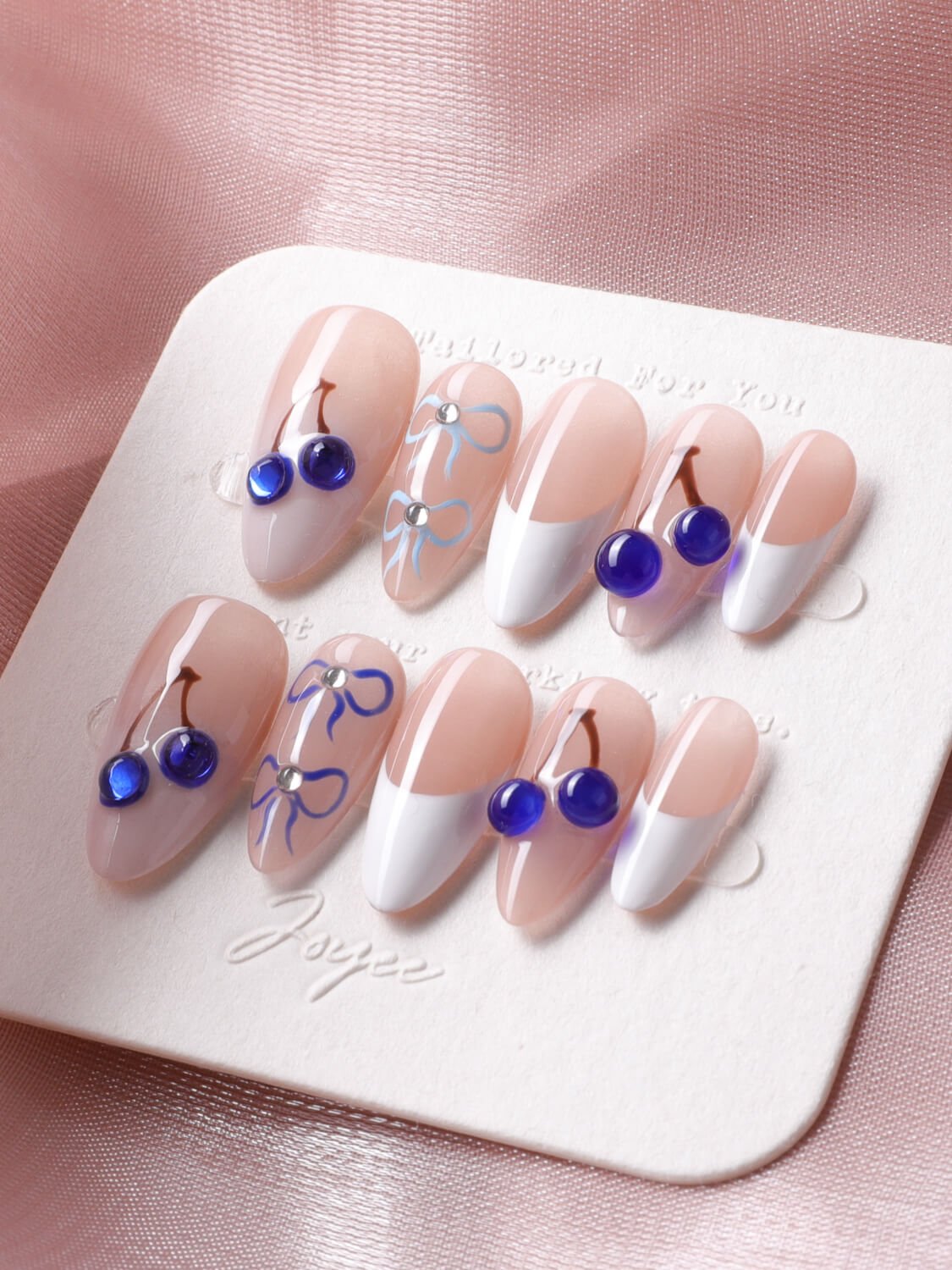 Klein Blue Cherry Reusable Press On Nails