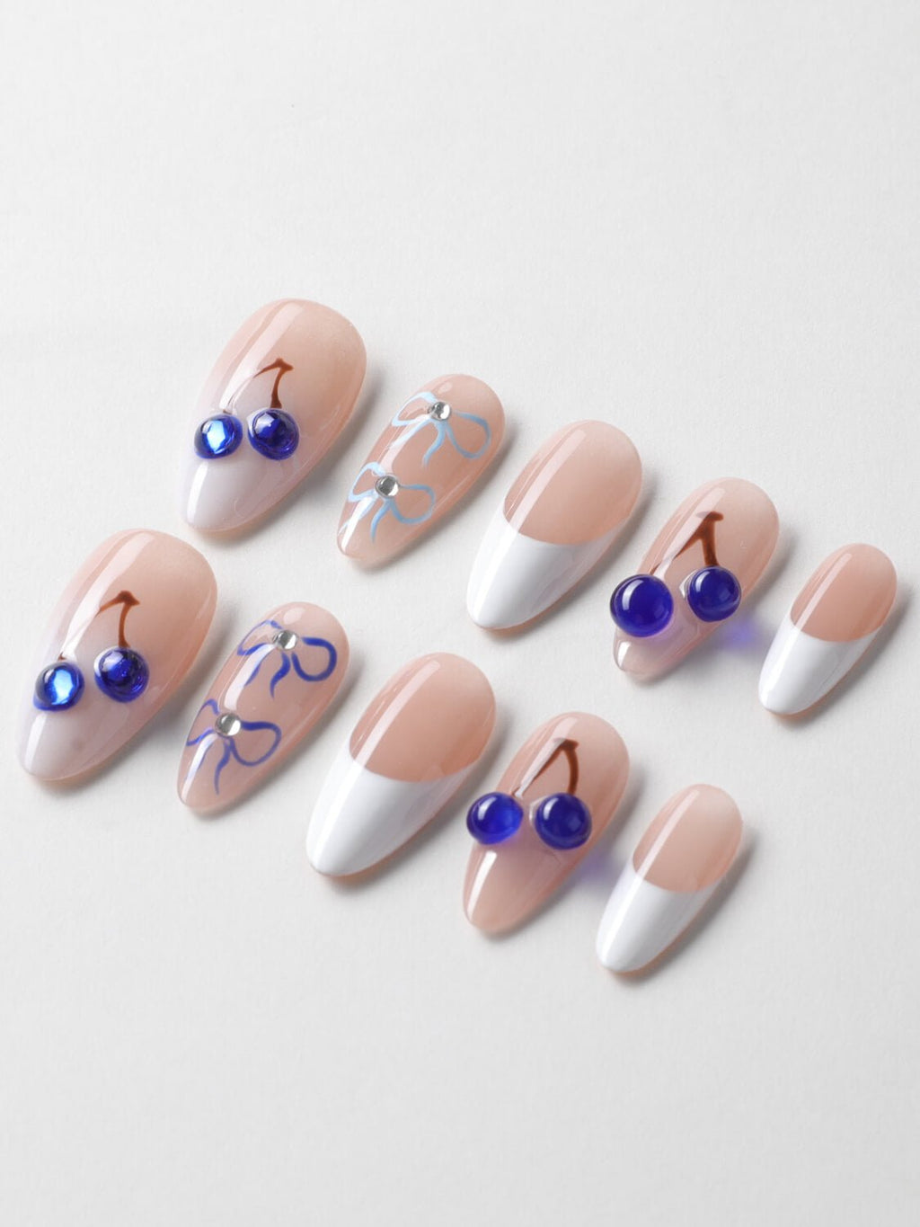 Klein Blue Cherry Reusable Press On Nails