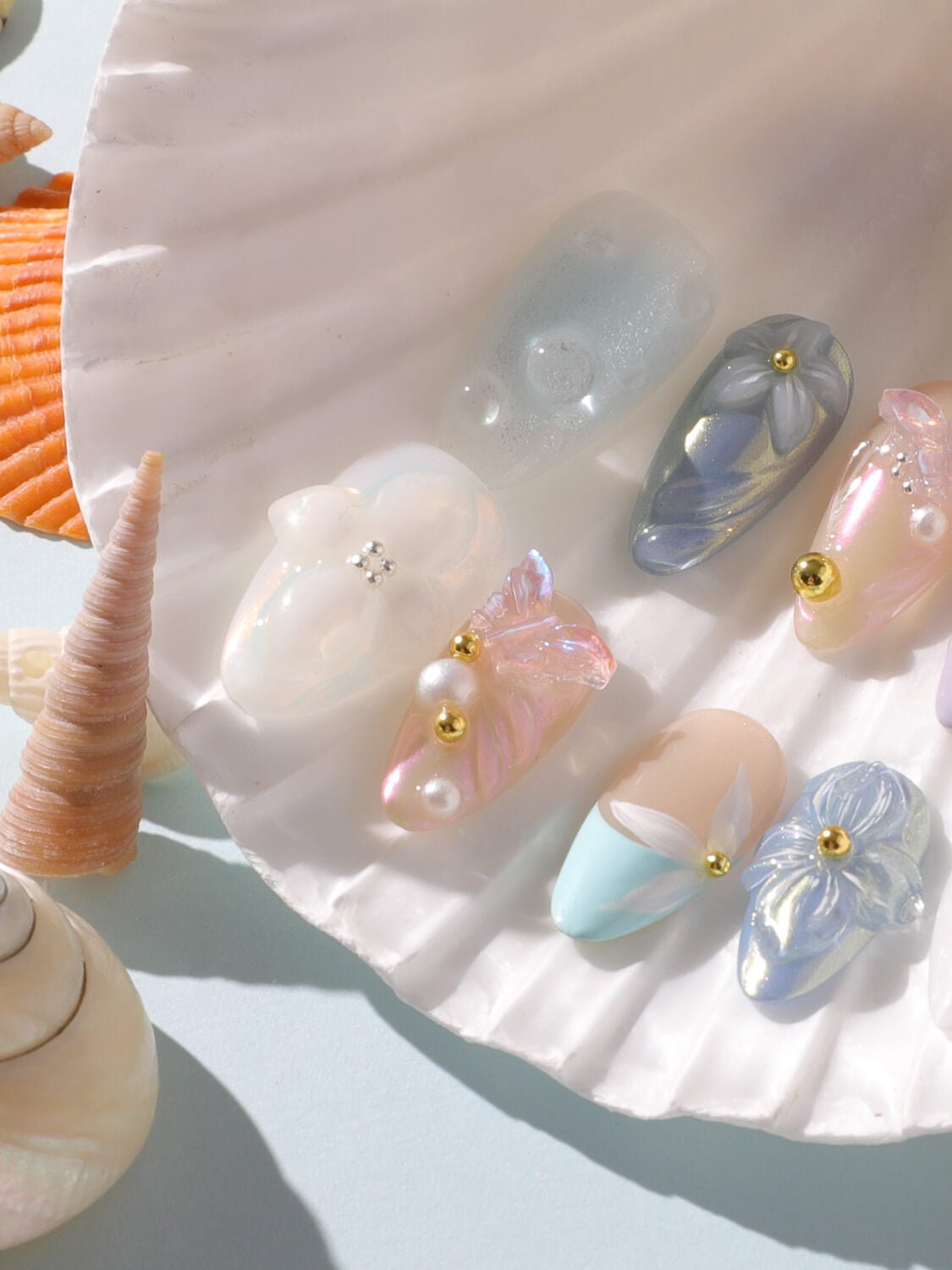 Aqua Petal Reusable Press On Nails