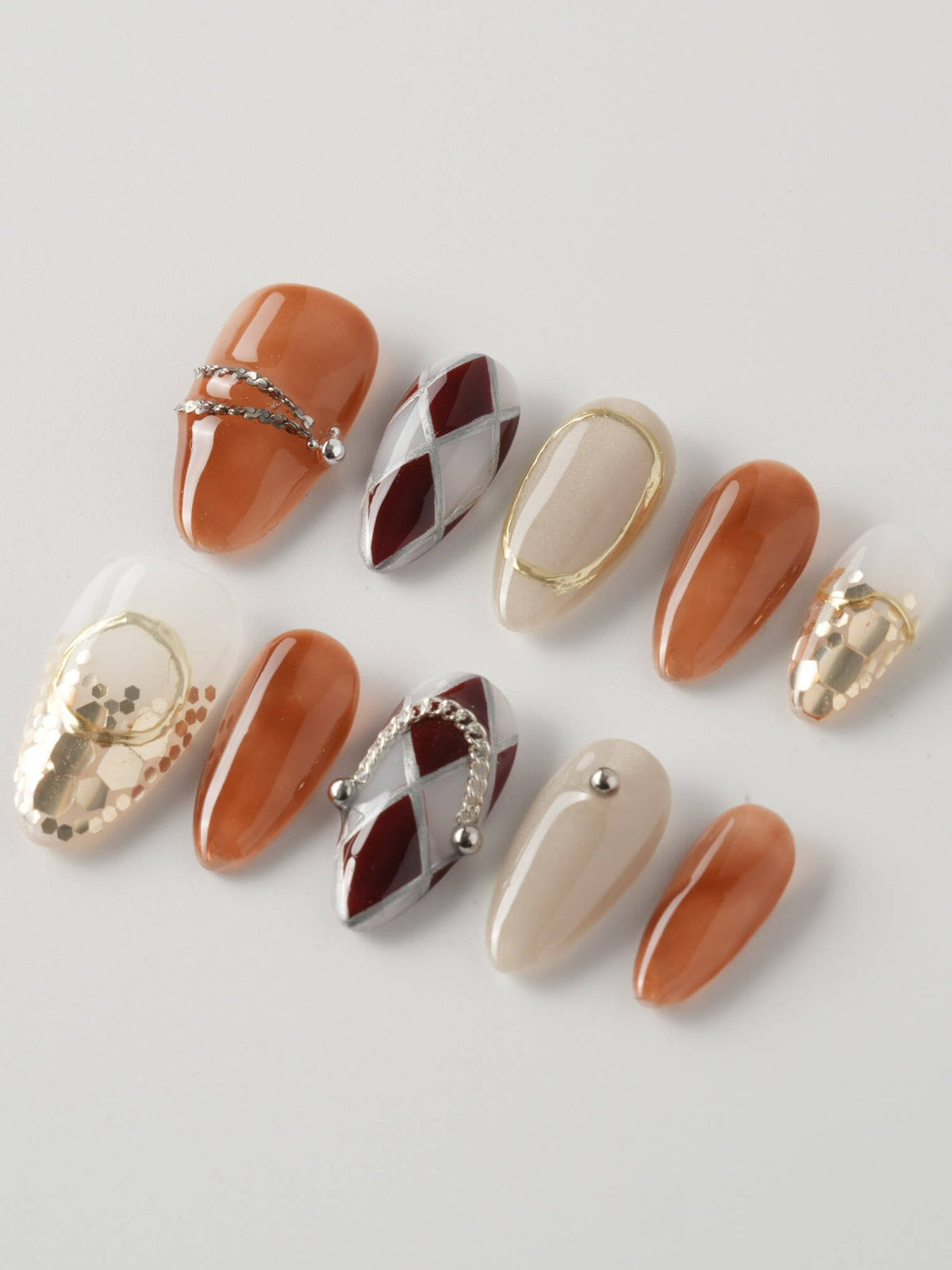 Luxury Vintage Gold Reusable Press On Nails