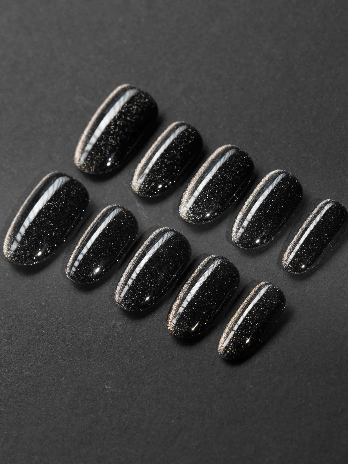 Black Cat Eye Reusable Press On Nails