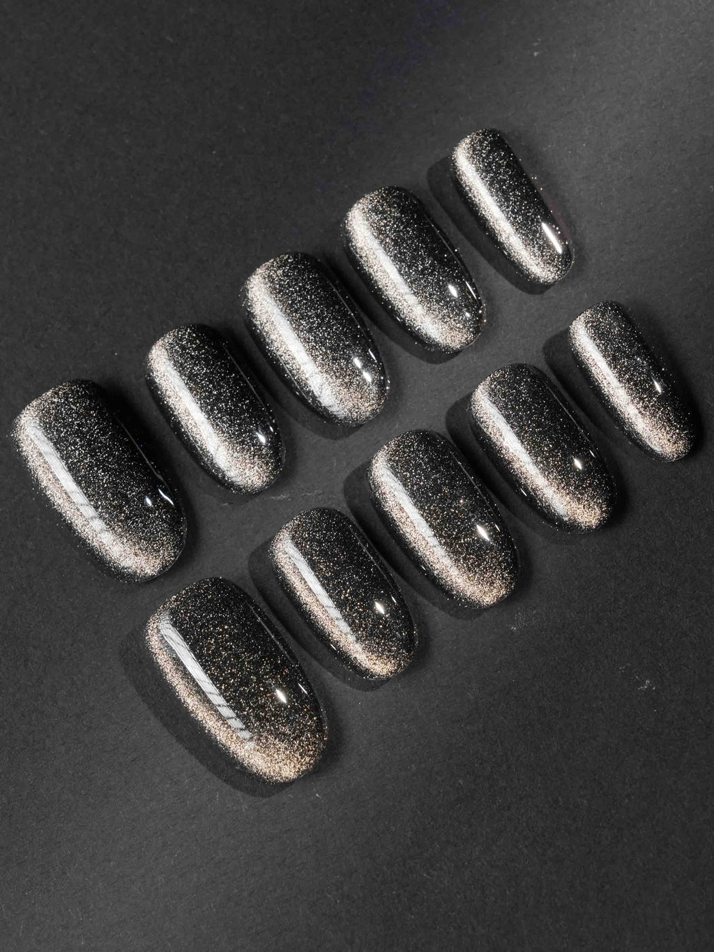 Black Cat Eye Reusable Press On Nails
