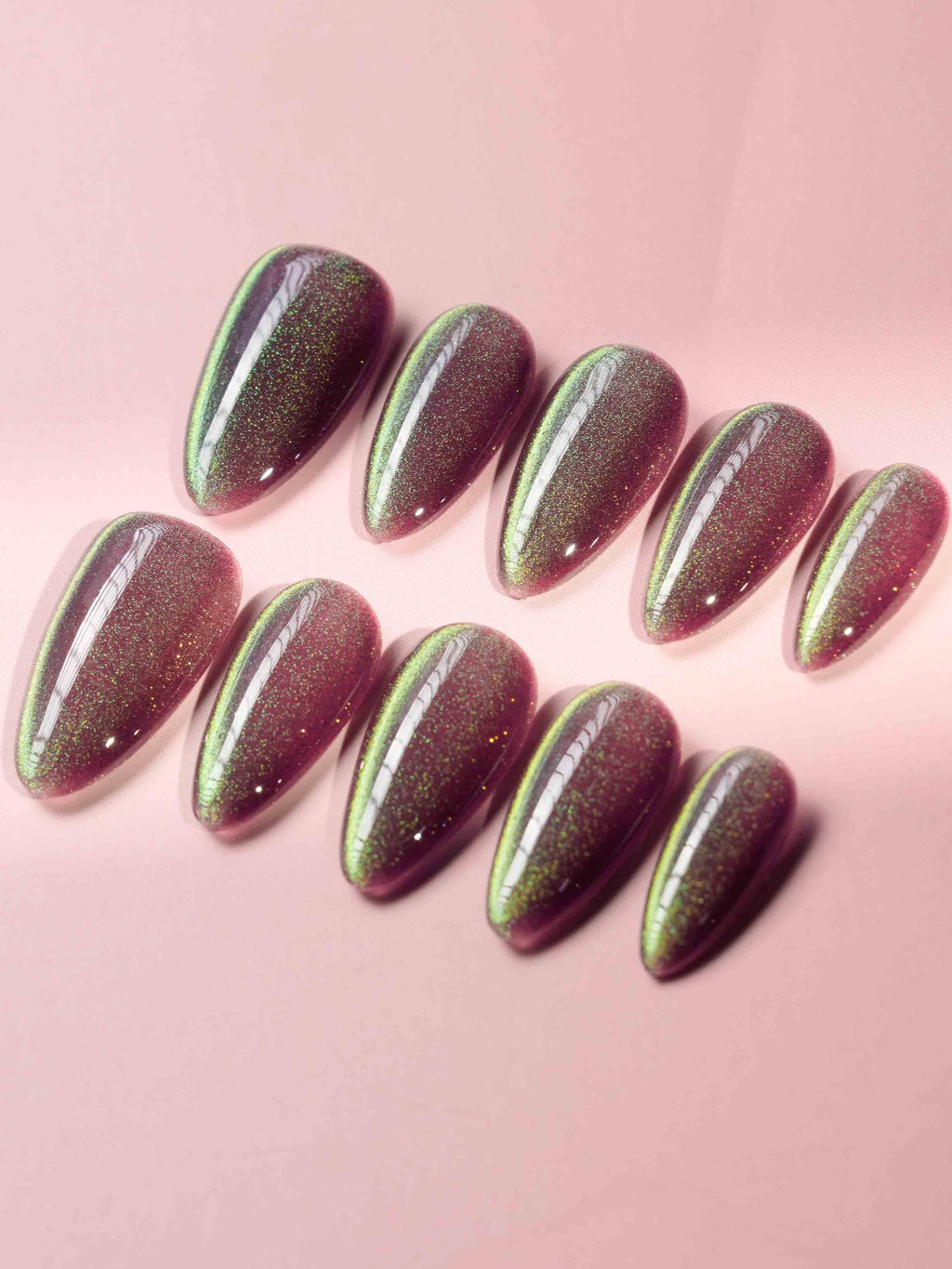 Brown Acrylic Cat Eye Reusable Press On Nails