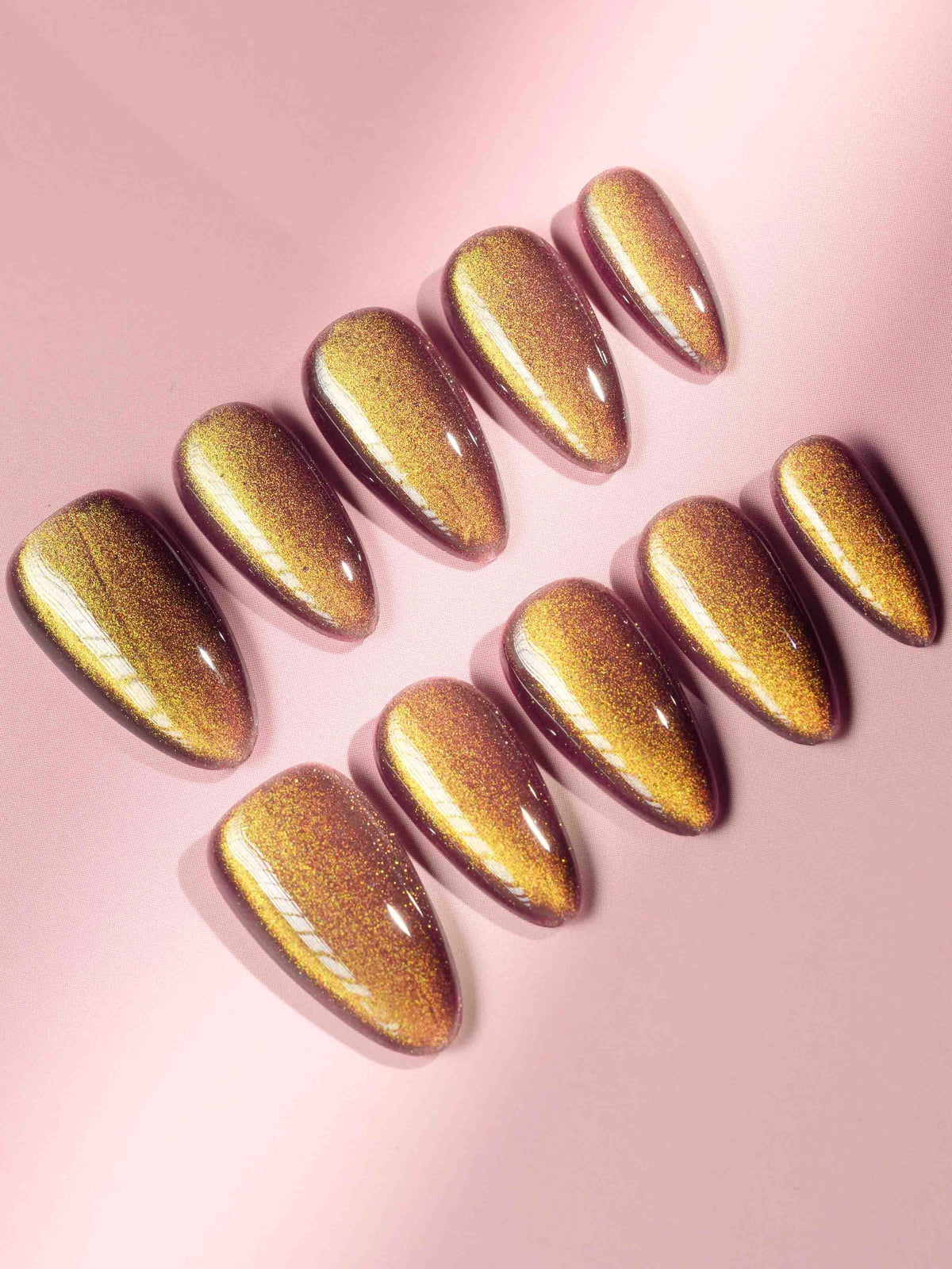 Brown Acrylic Cat Eye Reusable Press On Nails