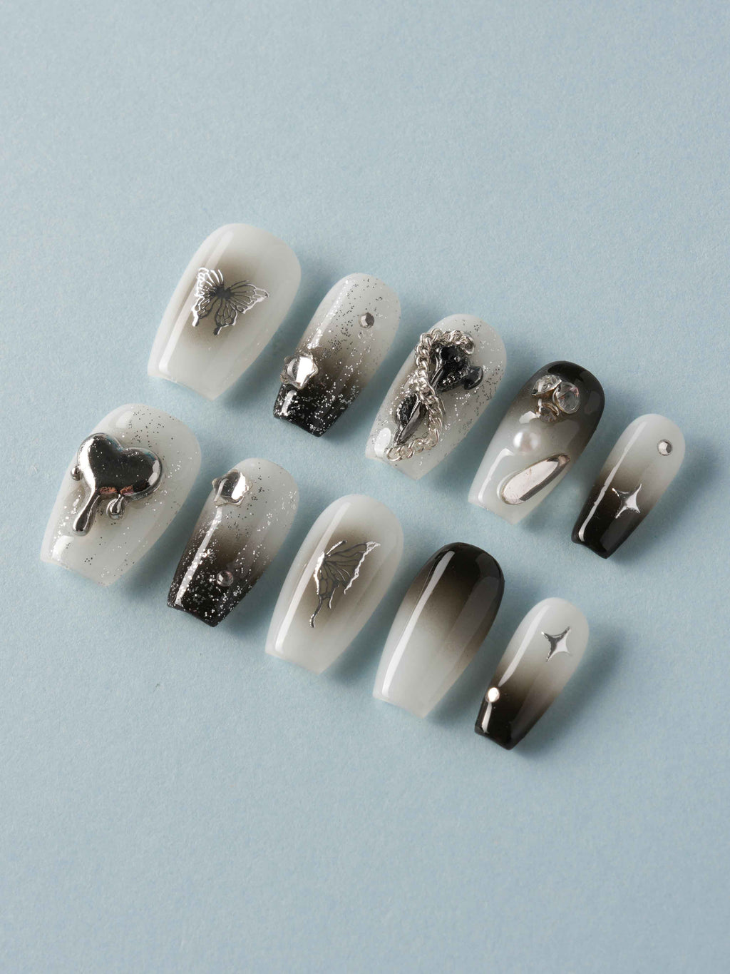 Night Butterfly Reusable Press On Nails