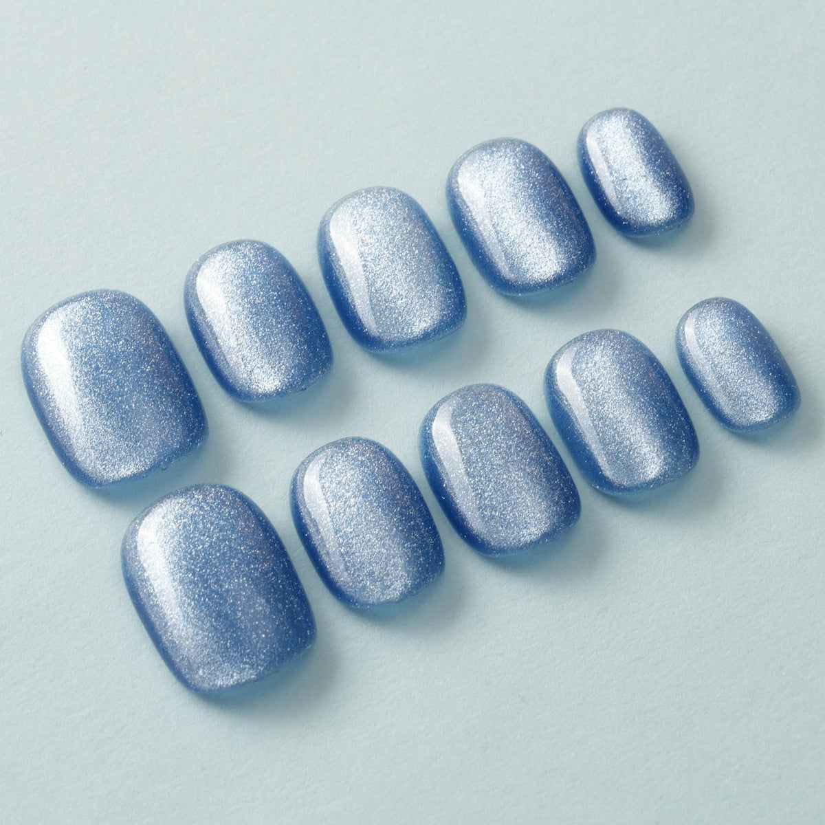 Sky Cat Eye Reusable Press On Nails