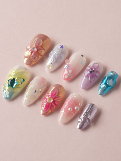 Gem Blossom Reusable Press On Nails