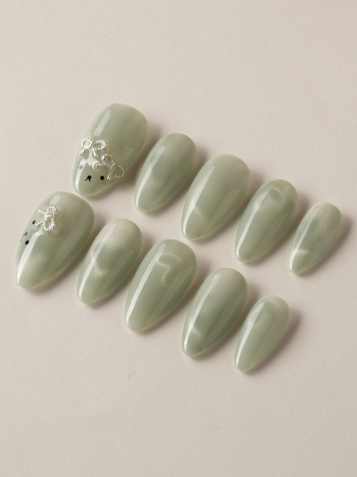 Thump Bunny_Mint Reusable Press On Nails