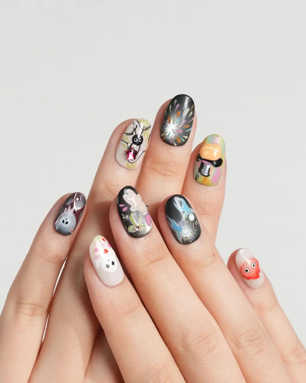 Cute Flame Elves Reusable Press On Nails