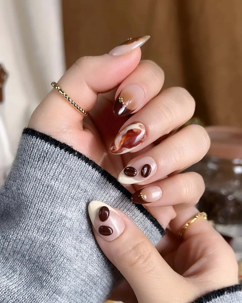 Latte Coffee Reusable Press On Nails