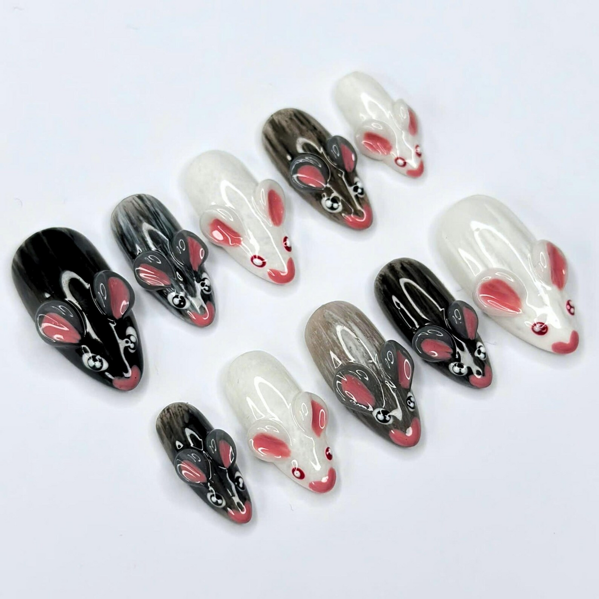 Cute Woodland Animal Press On Nails, Kawaii Forest Nails, Handmade 3D Animal Nail Set