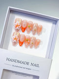 Medium Nude Orange Almond Holographic Flower Star