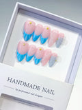 Medium Pink Blue Almond Ombre Star Shell