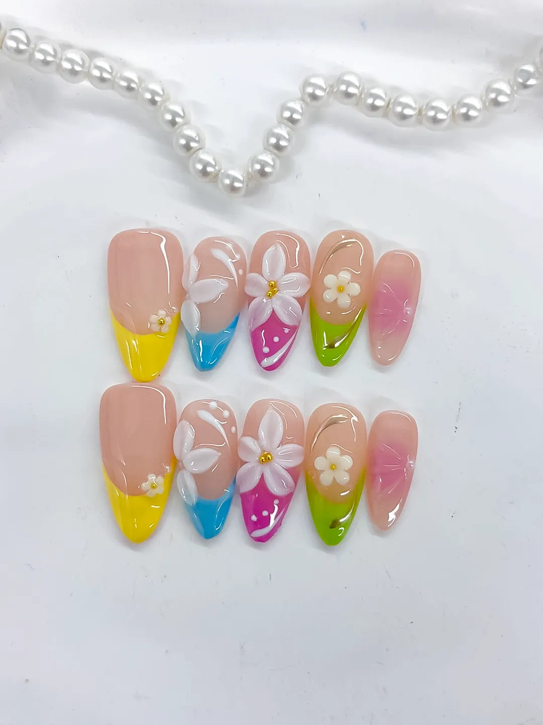 Medium Nude Yellow Almond Abstract Flower Dot Pattern