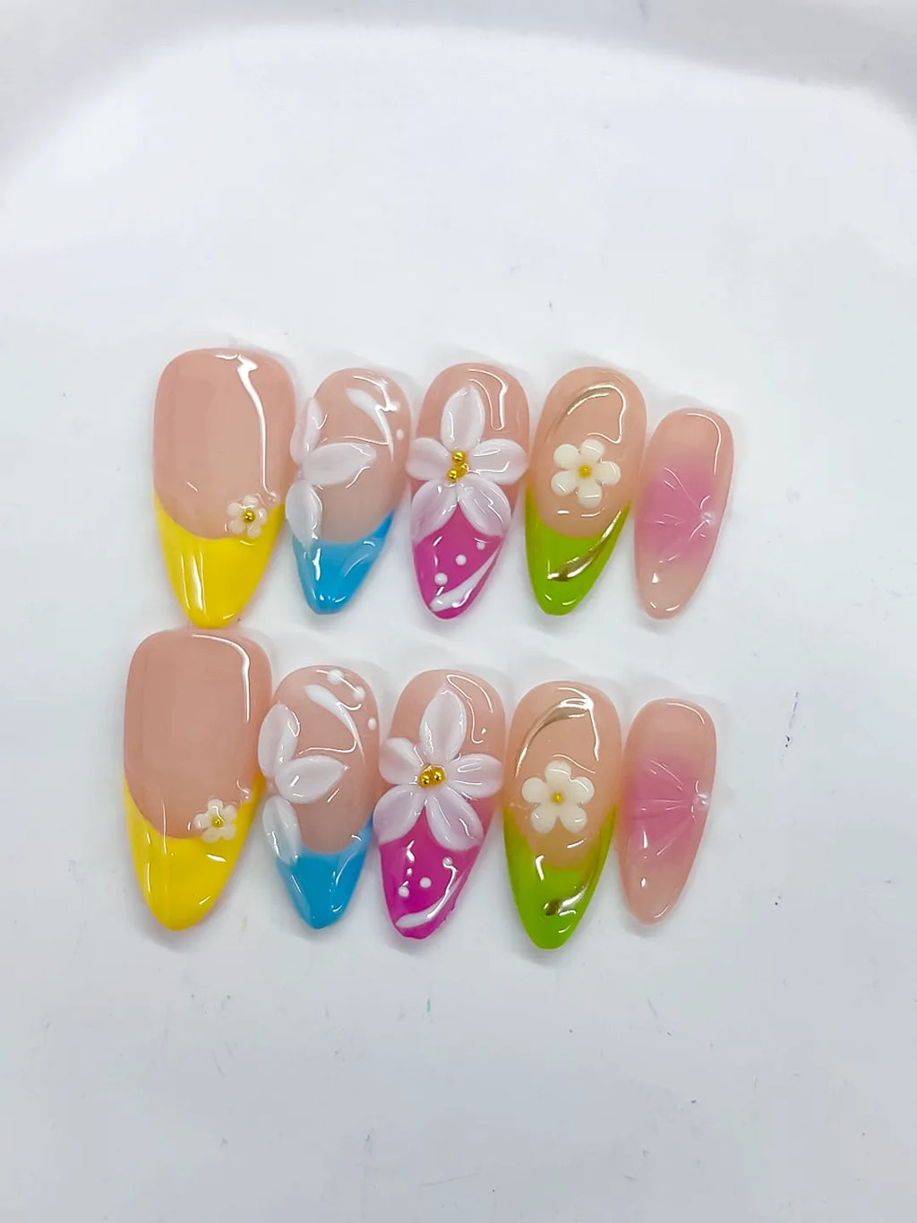 Medium Nude Yellow Almond Abstract Flower Dot Pattern
