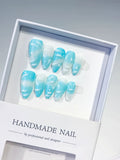 Medium Blue White Almond Metallic Star