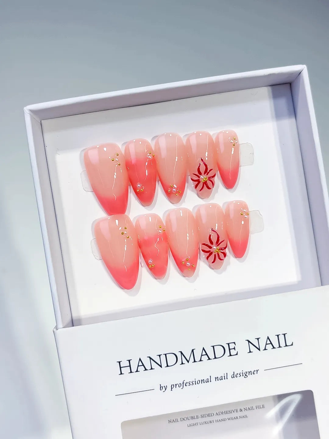 Medium Pink Almond Ombre Flower Stud