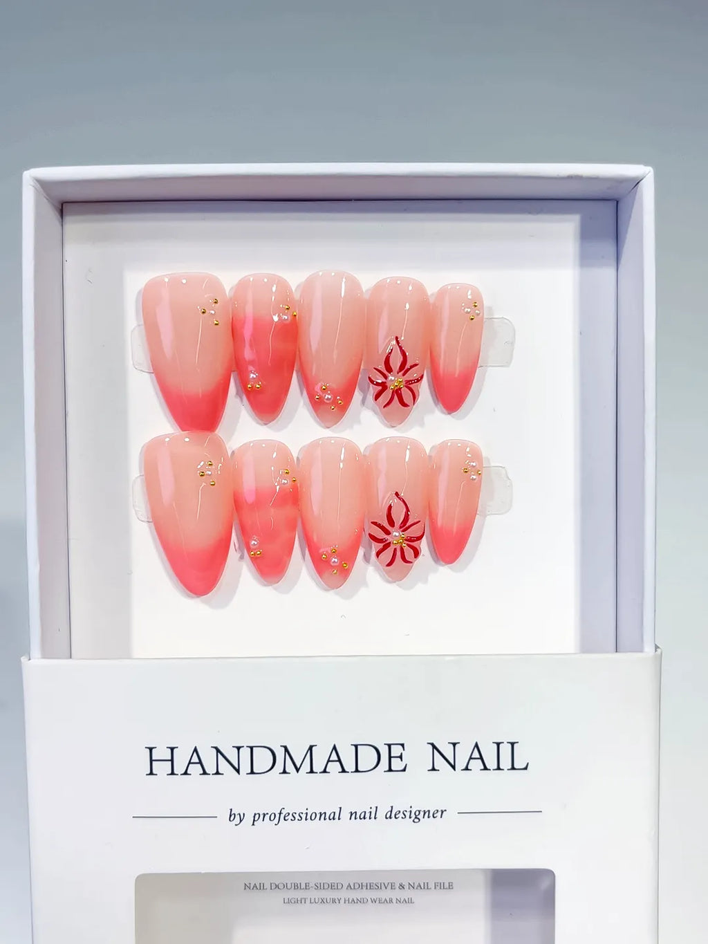 Medium Pink Almond Ombre Flower Stud