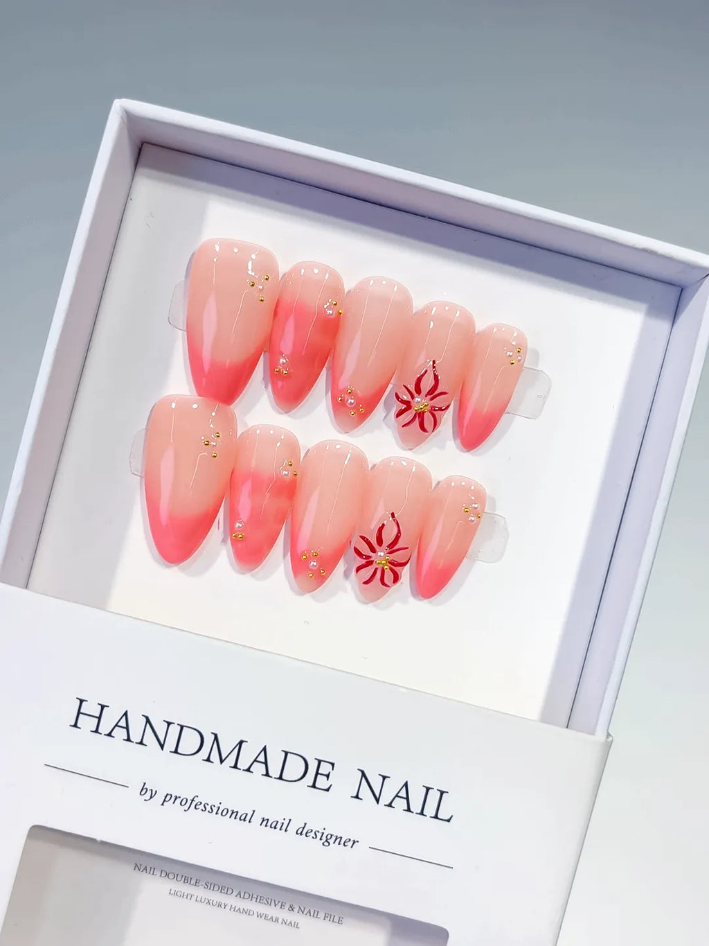 Medium Pink Almond Ombre Flower Stud