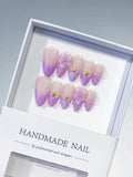 Medium Nude Purple Almond Ombre Flower Shell