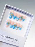 Medium Nude Blue Almond Abstract Heart Shell