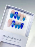Medium Nude Blue Almond Ombre Flower Shell