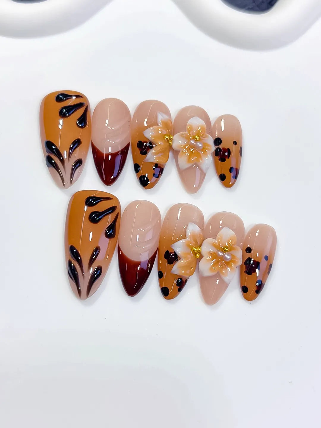 Medium Brown Red Almond Abstract Flower Animal Print