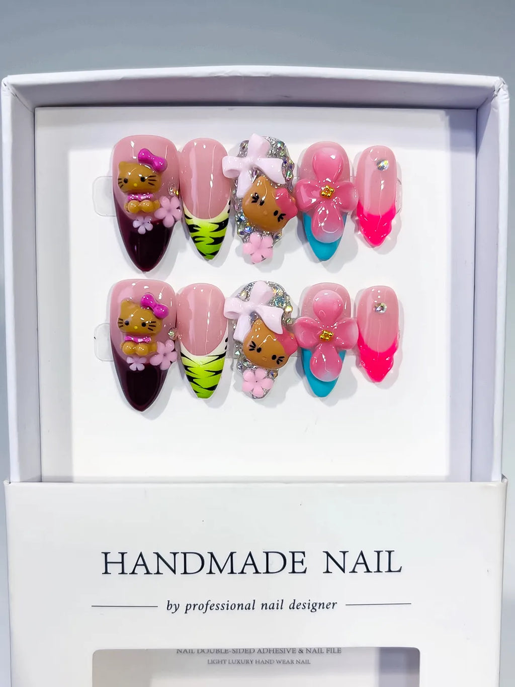 Medium Pink Black Almond Abstract Flower Character