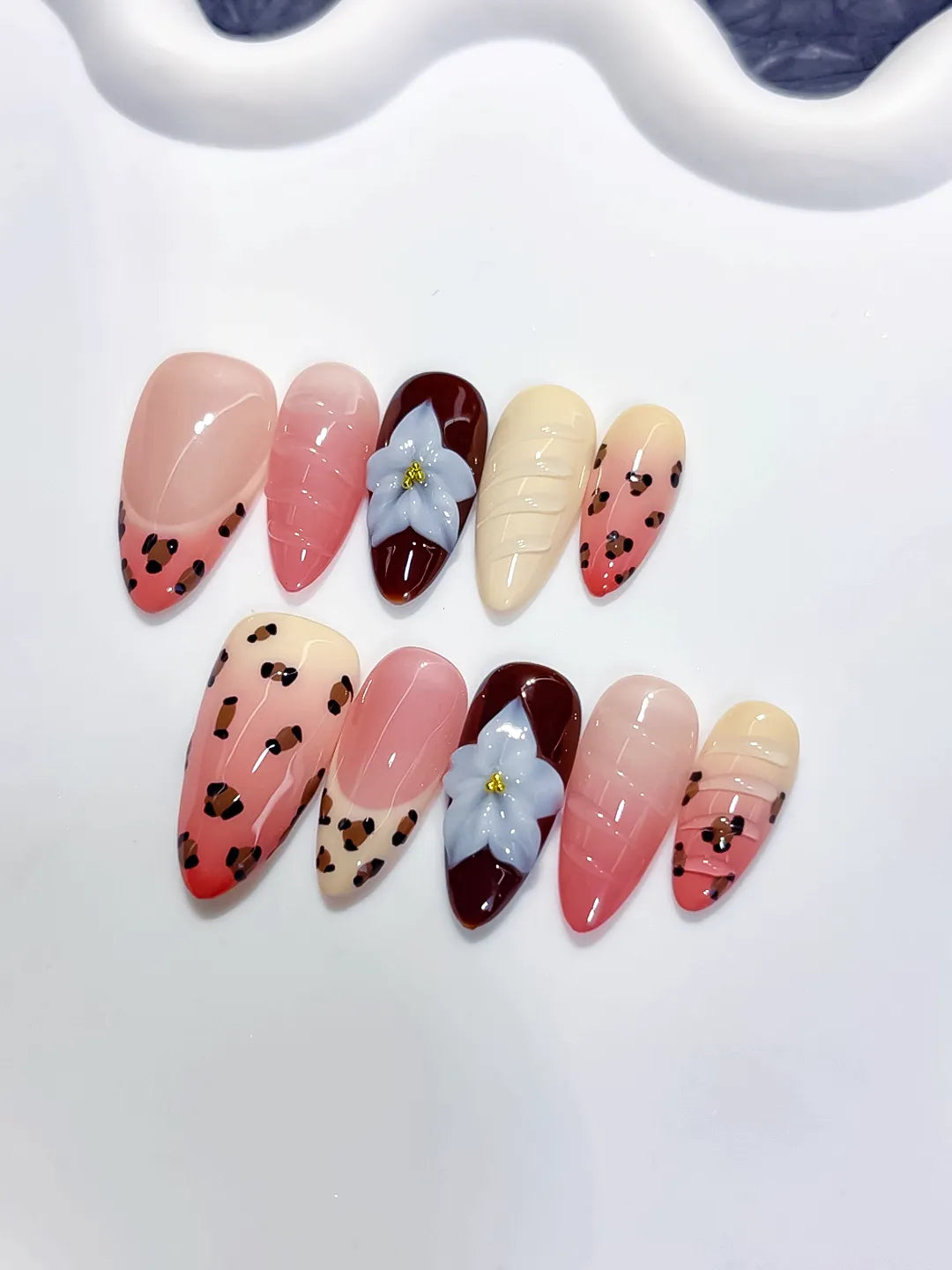 Medium Pink Red Almond Abstract Flower Animal Print