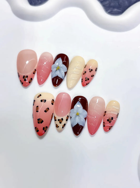 Medium Pink Red Almond Abstract Flower Animal Print
