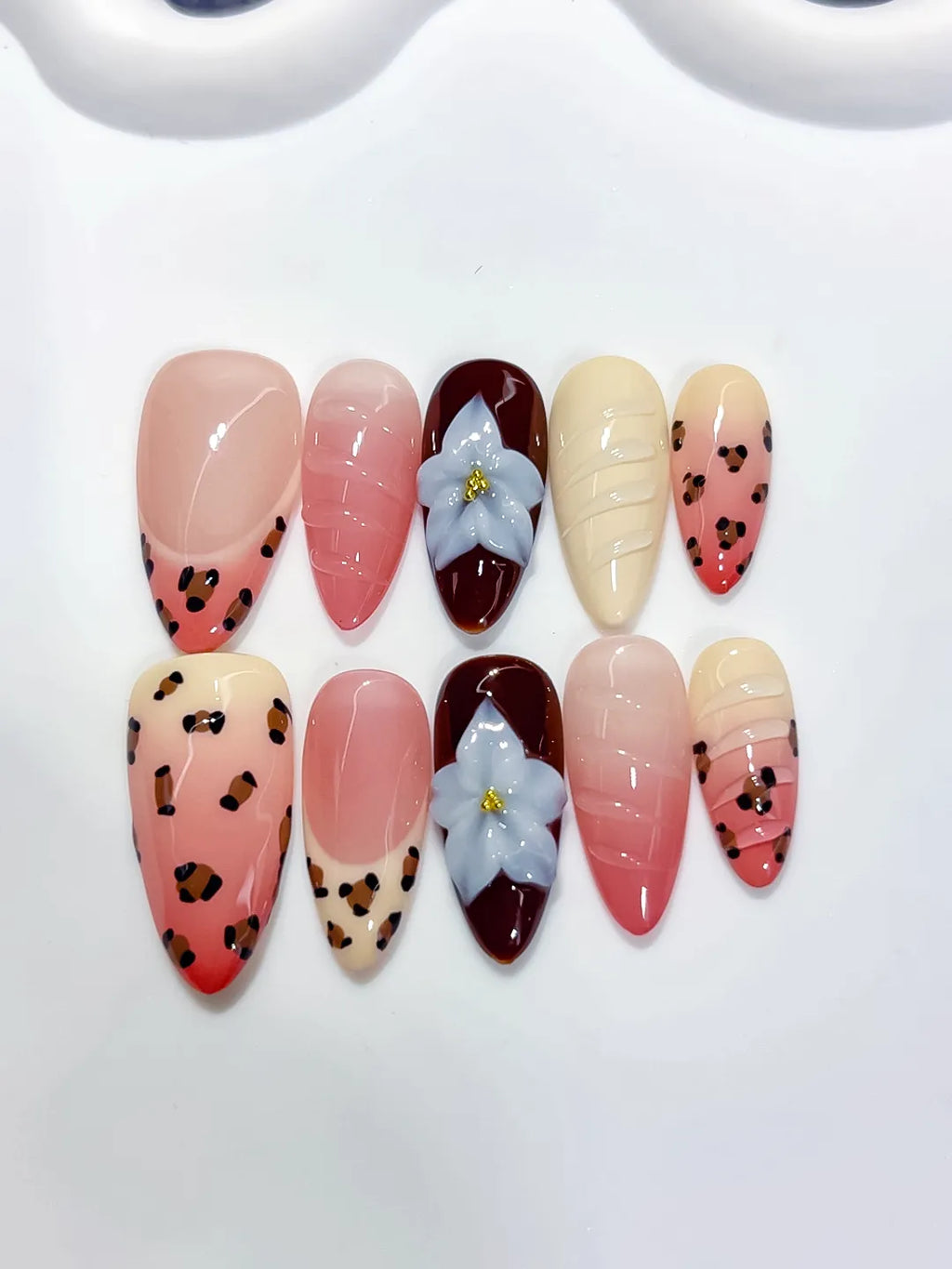 Medium Pink Red Almond Abstract Flower Animal Print