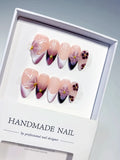Medium Nude Purple Almond French tip Flower