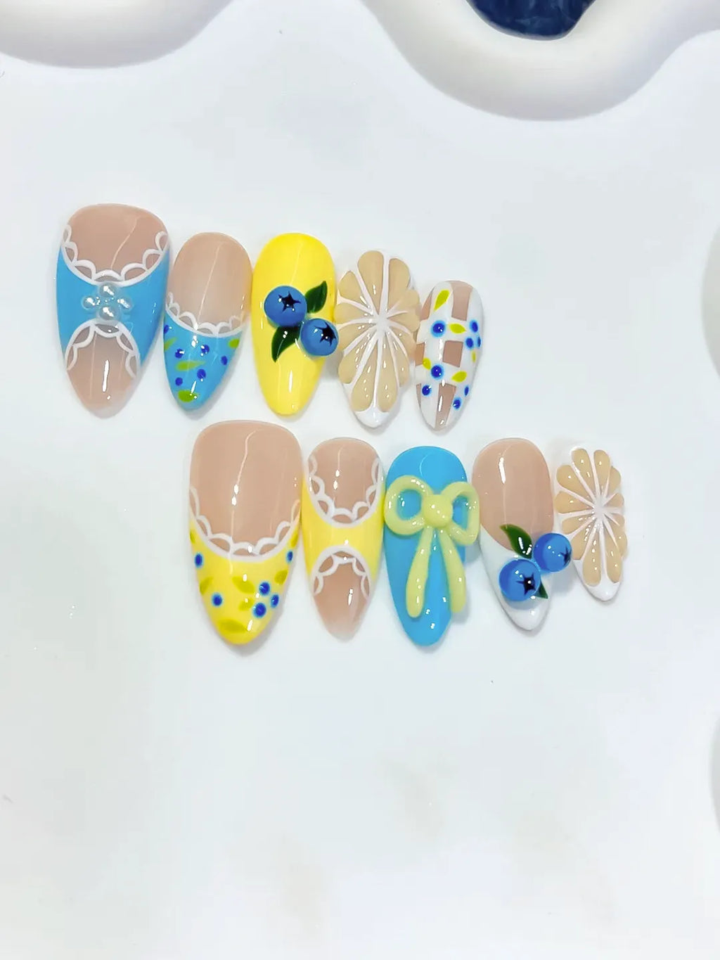Medium Nude Yellow Almond Abstract Fruit Bow