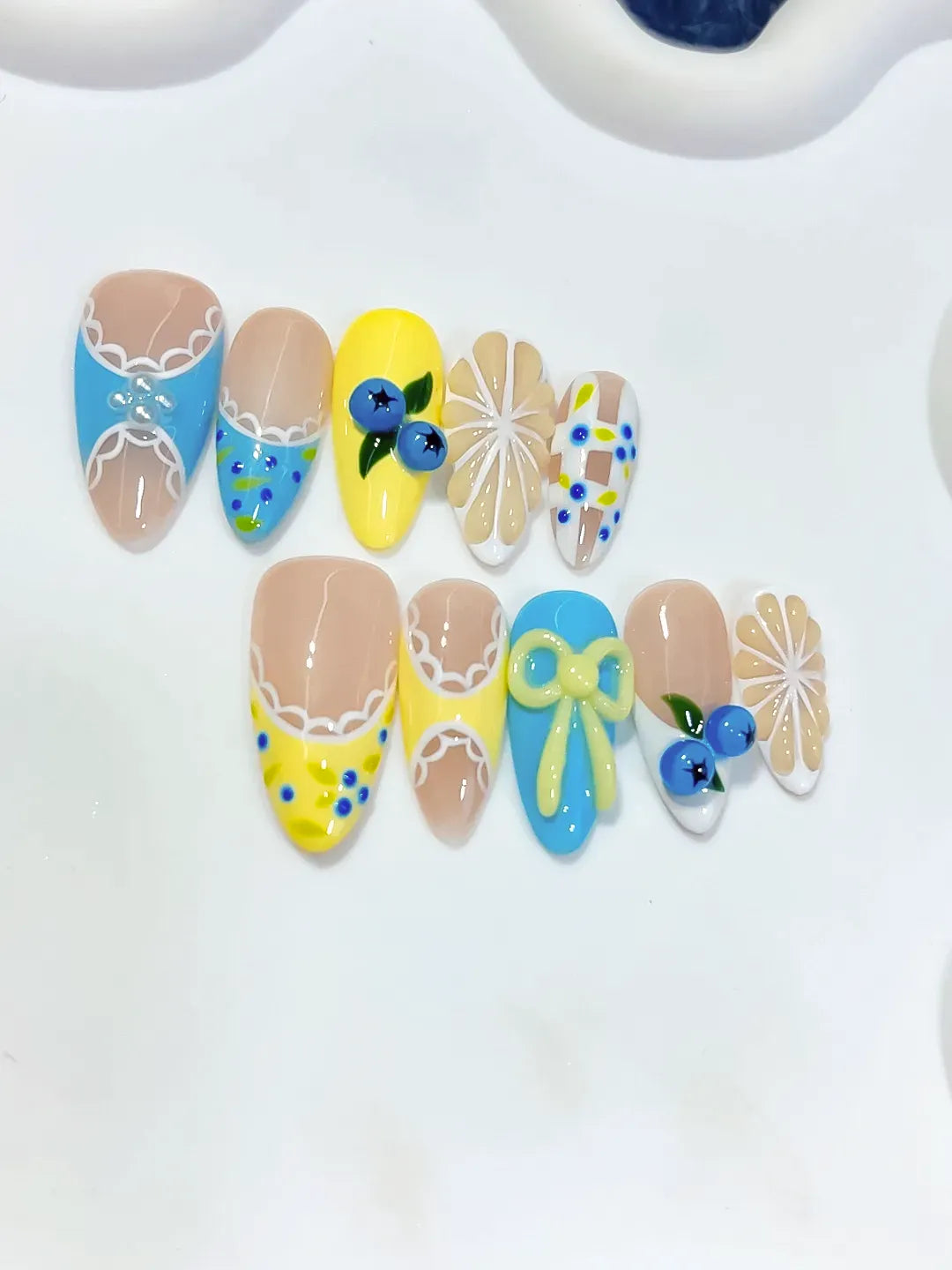 Medium Nude Yellow Almond Abstract Fruit Bow