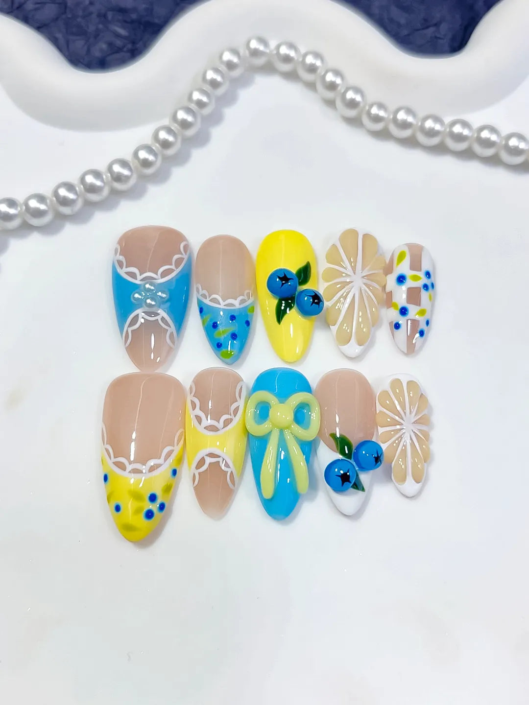 Medium Nude Yellow Almond Abstract Fruit Bow