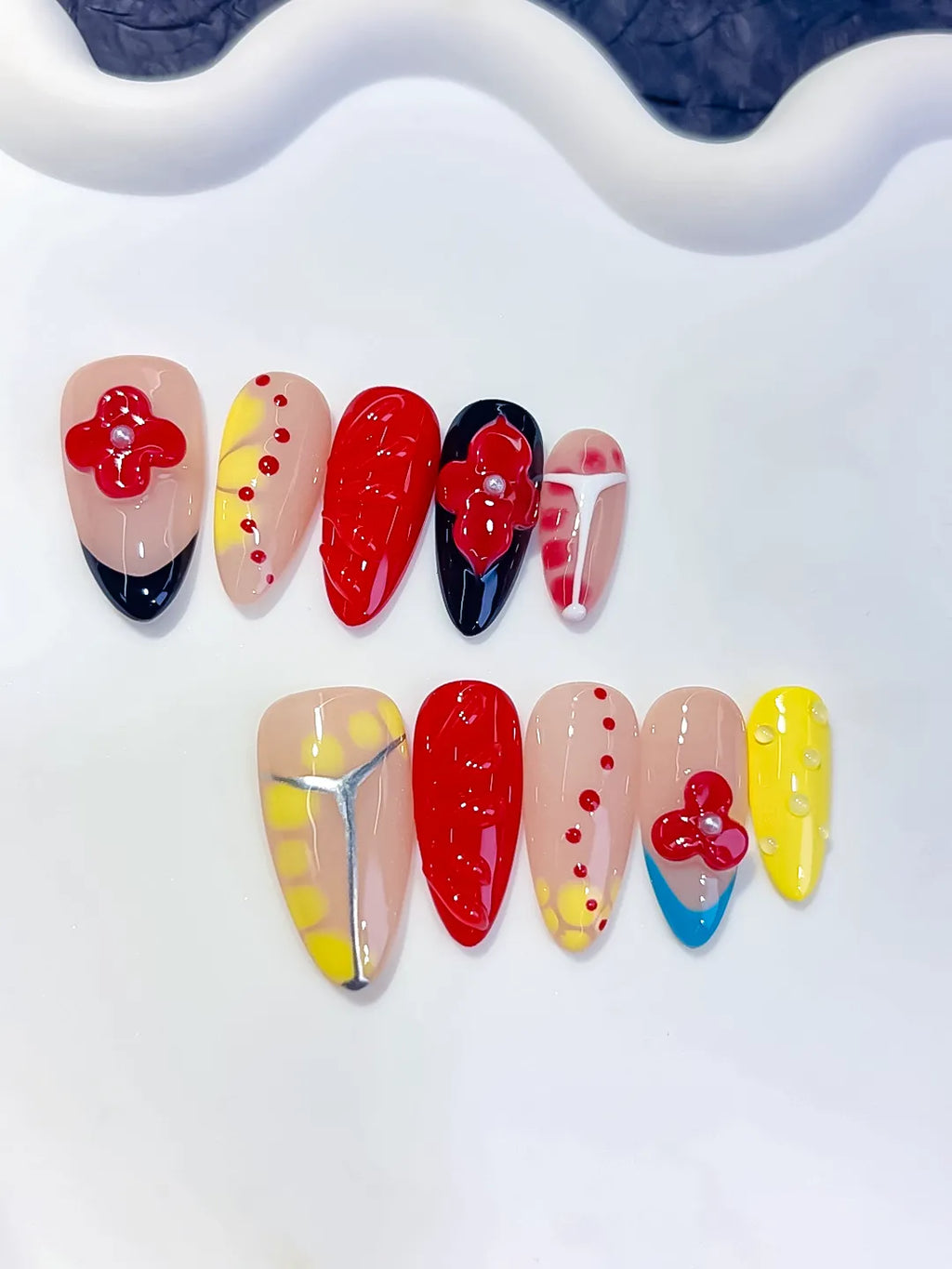 Medium Nude Red Almond Abstract Flower Heart