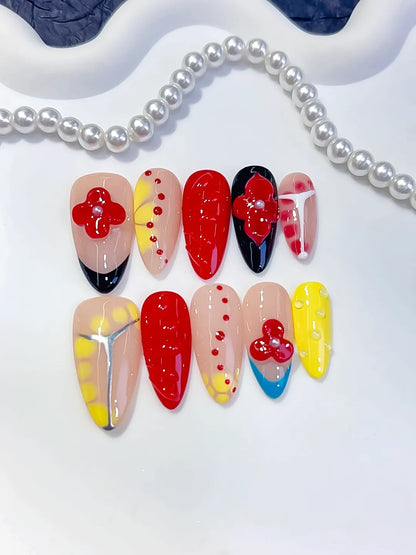 Medium Nude Red Almond Abstract Flower Heart