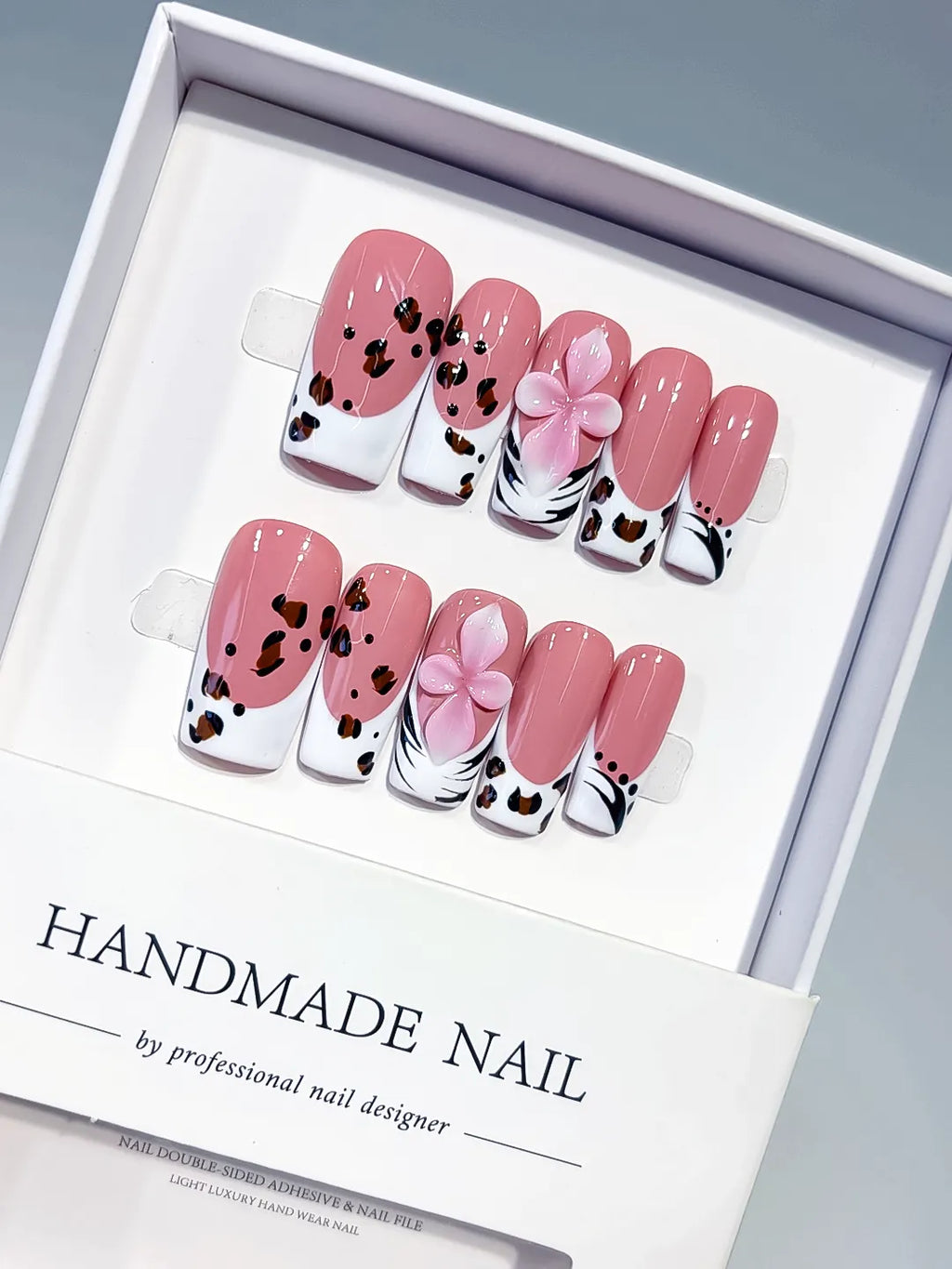 Medium Pink White Square Abstract Flower Animal Print