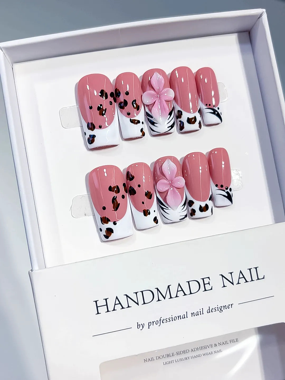 Medium Pink White Square Abstract Flower Animal Print