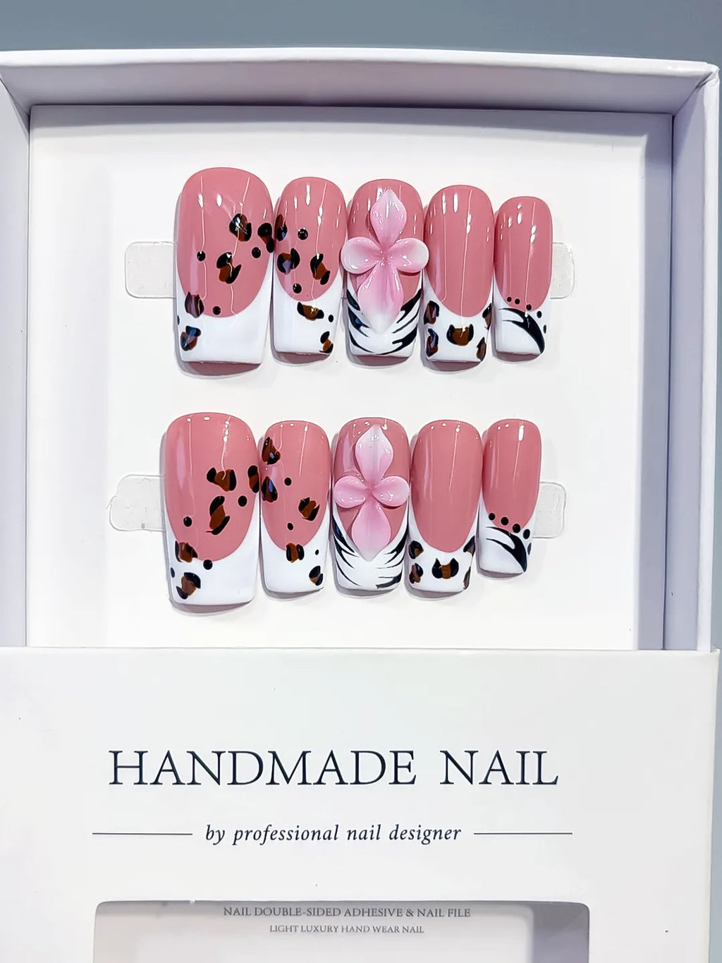 Medium Pink White Square Abstract Flower Animal Print