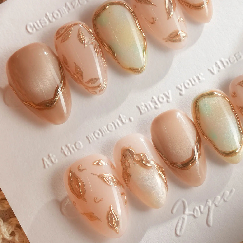 Earthy glow Reusable Press On Nails