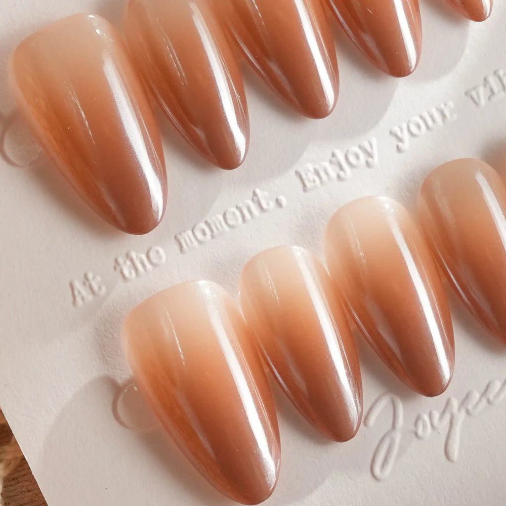 Caramel Chrome Reusable Press On Nails