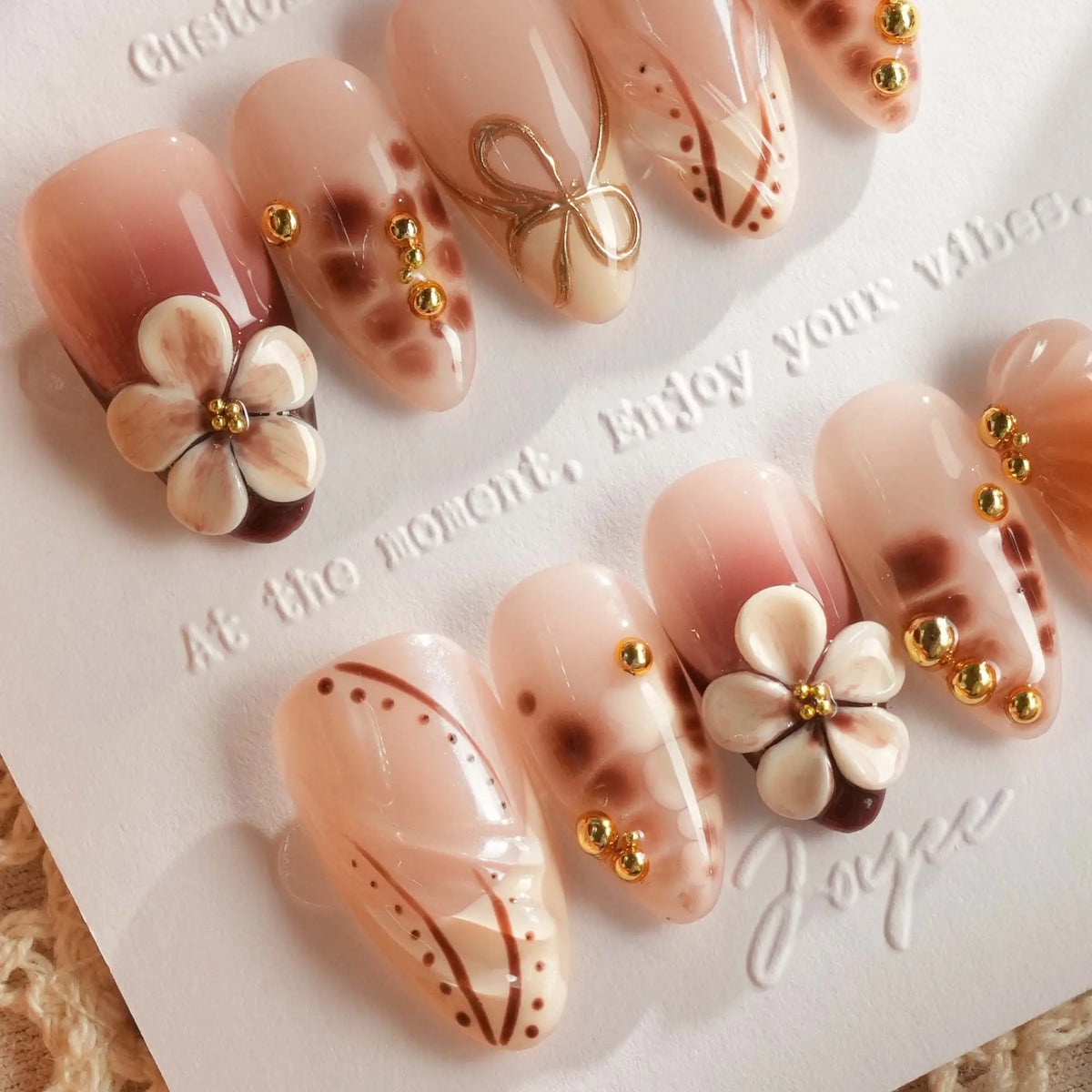 Caramel Cream Reusable Press On Nails