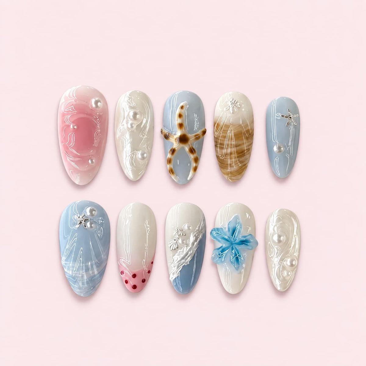 Driftwood Shore Round Press-On Nails