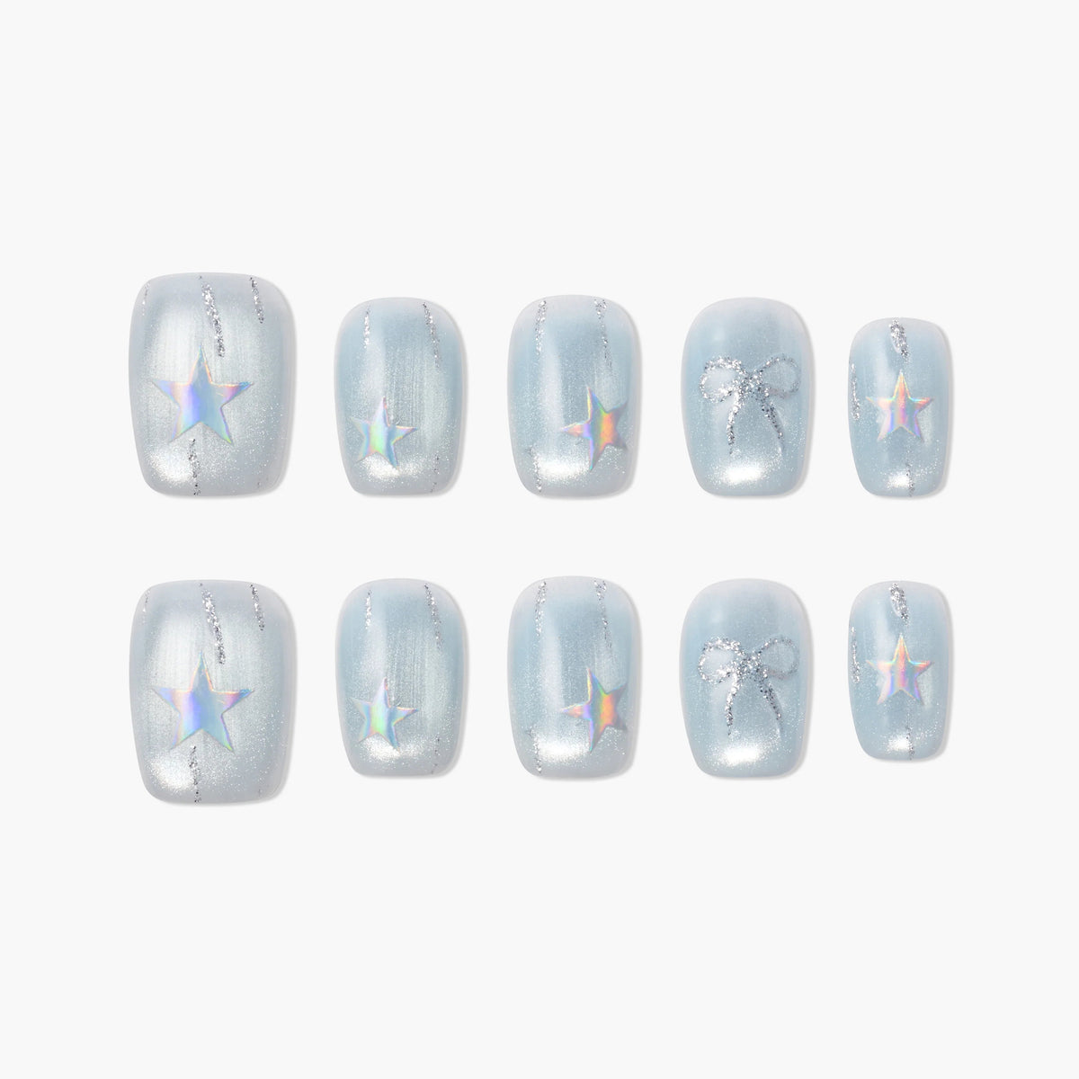 Frozen Starfall (Square) Reusable Press On Nails