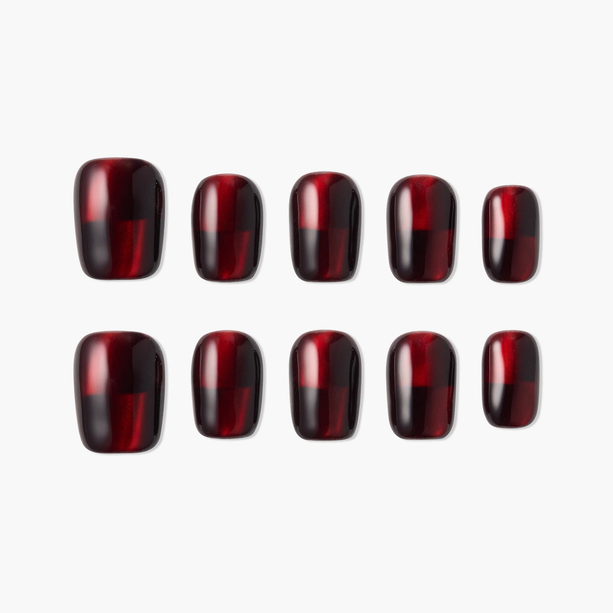 Burgundy Tartan (Square) Reusable Press On Nails