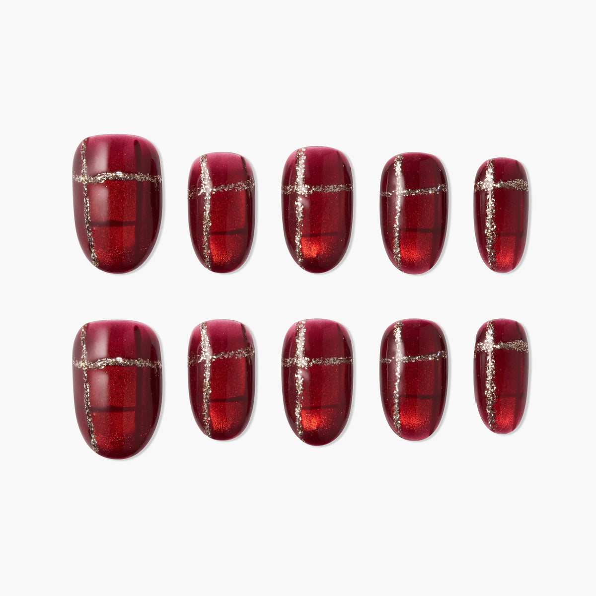 Ruby Tartan Reusable Press On Nails