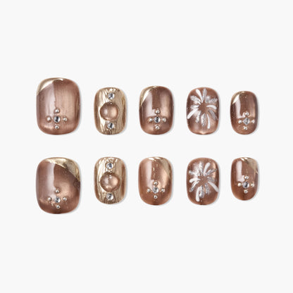 Bronze Stardust Reusable Press On Nails
