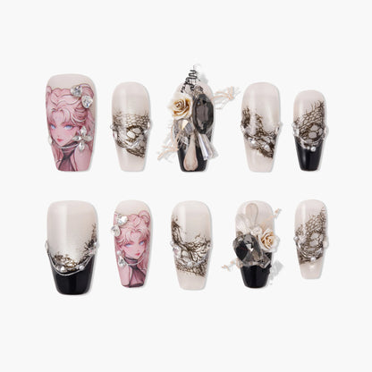Midnight Lace Reverie Reusable Press On Nails